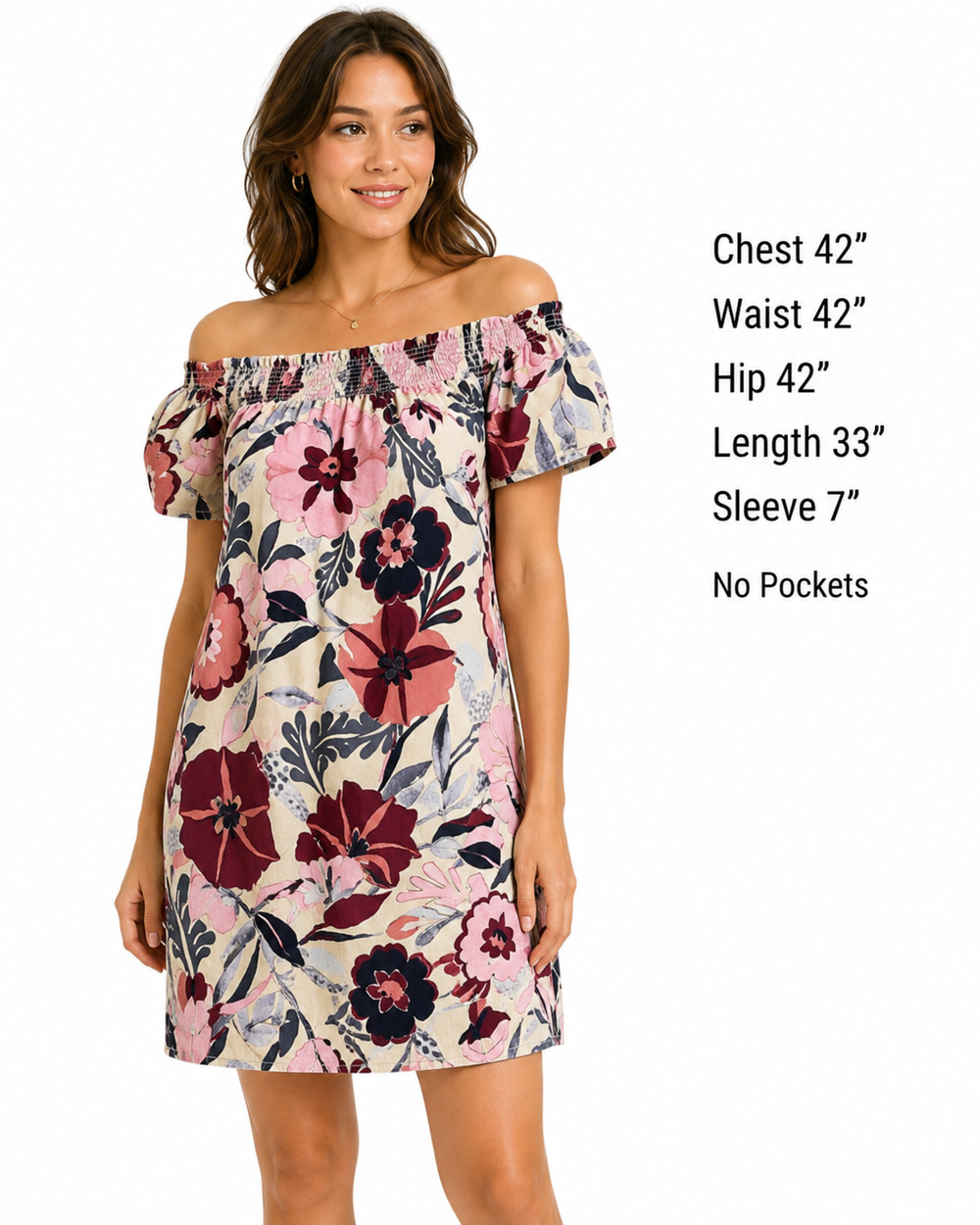 Ann Taylor Loft Shift Style Mini Floral 100% Cotton Off The Shoulder Dress sz M